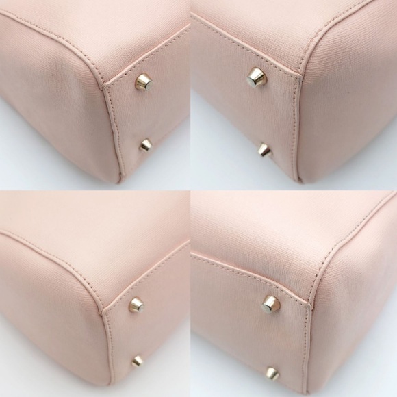 Furla Light Pink Leather Tote Satchel | Crossbody Strap | Gold Logo Charm - Picture 4 of 9